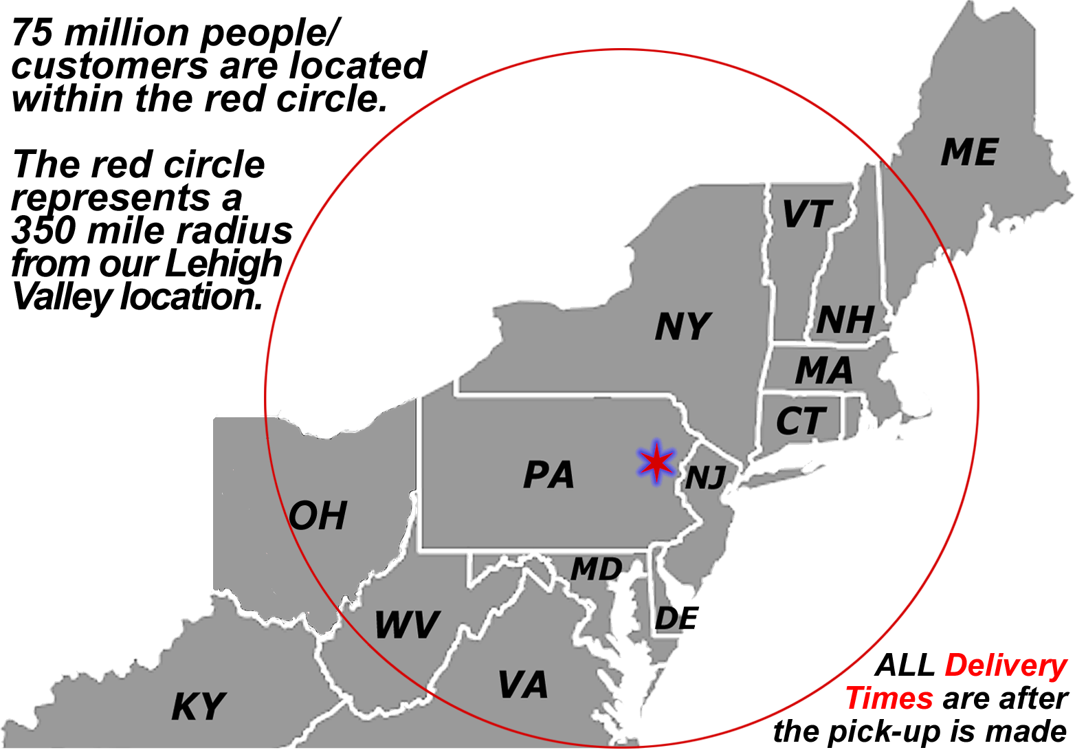 I.C.E. Logistics - Service Area Map